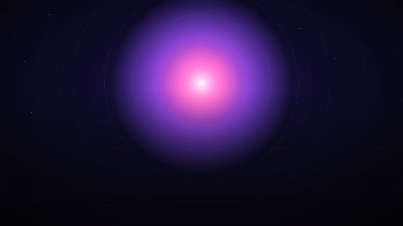 Glowing Core Orb radiating concentric frequency rings in a deep starfield — the AI DAW.